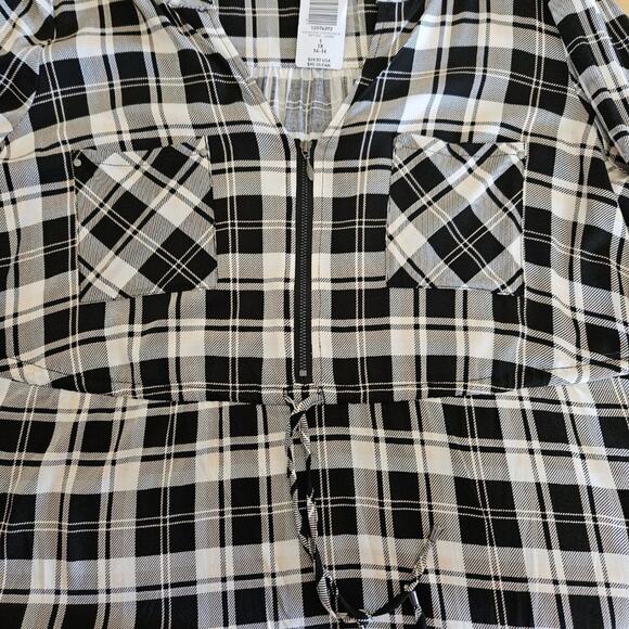 SALE Torrid Shirt Dress Plaid Zip Front Black Ivory Peach-Torrid size 1 1X - NWT - Picture 6 of 11